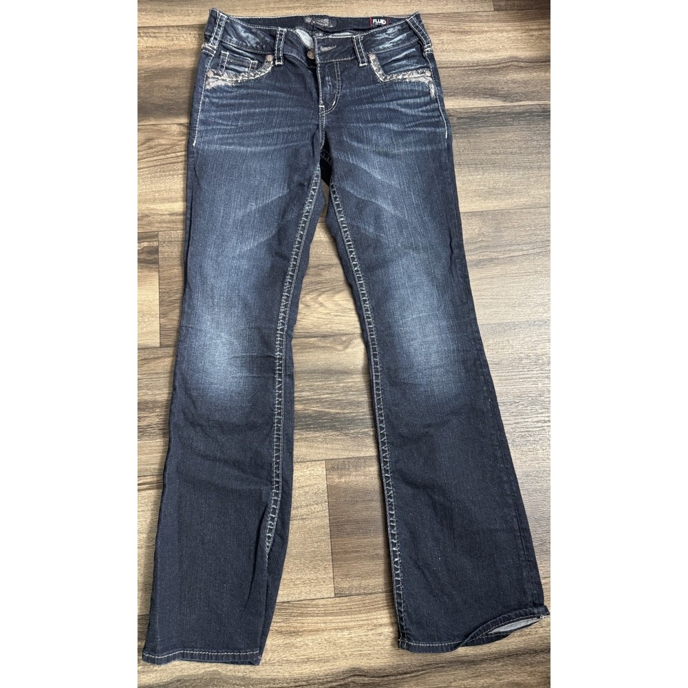Silver Suki Mid Slim Boot Cut Jeans Size 30/33 Dark Fluid Denim Stretch
